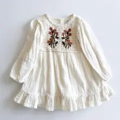 ZARA ザラ キッズ 刺繍入りワンピース クロシェ編み ニット