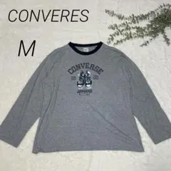 【CONVERES】長袖Ｔシャツ　ロンＴ　Ｍ　グレー　シューズプリント