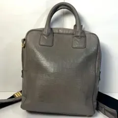 【美品】HELIANTHUSグレー レザー クロコ型押し 2way リュック