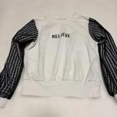 チェック柄袖 長袖トップス