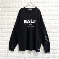 BALL 長袖カットソー ロンt 長袖tシャツ フロントプリントロゴ ブラックのサムネイル
