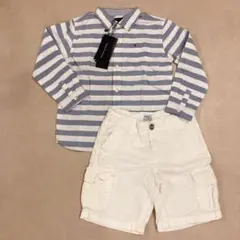 【新品未使用】トミーヒルフィガー 長袖シャツ110 OLDNAVYショートパンツ