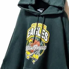 ジャージーズ ゴールデンイーグルス ロゴ スウェットパーカーグリーン緑L古着