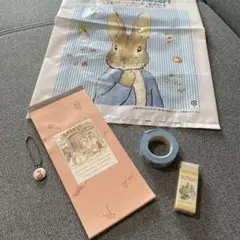 ピーターラビット　消しゴム.一筆箋.テープ.チャーム（非売品お土産袋のおまけ付）