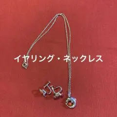 イルカモチーフ　ネックレス&イヤリング（珊瑚風）