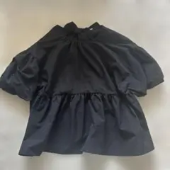 coca 黒 フリル バルーンスリーブ 半袖ブラウス