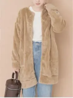 ベージュ フリースジャケット ボア素材　チャンピオン✖️アーバンリサーチ