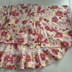 キッズ子供用かんたん浴衣110 女の子用　花柄　リボン柄　可愛い　オシャレ　甚平