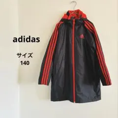 adidas ベンチコート ブラック　レッド　フード付き　サイズ140