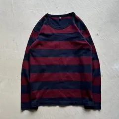 old uniqlo border l/s ボーダー ロンt ネイビー 赤