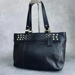 archive COACH Gold Stud Leather Tote Bag