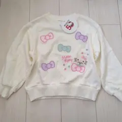 新品 フタフタ ハローキティ 50周年 裏毛 リボン 刺繍 トレーナー 110