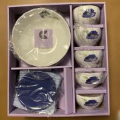 未使用　高級磁器　茶呑5客　茶托　茶器セット　百貨店購入　デッサンクレー　茶菓揃