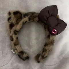 ヒョウ柄リボン付きカチューシャ