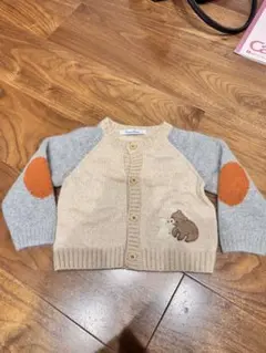 familiar 80cm 動物刺繍 ニットカーディガン