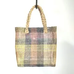 美品 BEAUTY&YOUTH かごバッグ チェック クリア素材 ミニトート