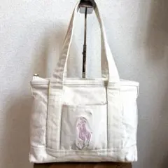 POLO RALPH LAUREN ミニトート 生成り ポニー刺繍 ピンク 現行