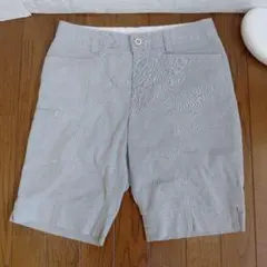 ASHWORTH ハーフパンツ 白/グレーストライプ柄 レディースサイズ　Mのサムネイル