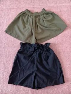 120cm キュロット　2枚セット ショートパンツ 女の子 カーキ　黒色