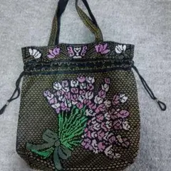 ビーズ刺繍 花柄 トートバッグ
