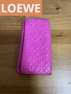NH86 ロエベ 極美品 リピートアナグラム フラップ長財布 エンボス 