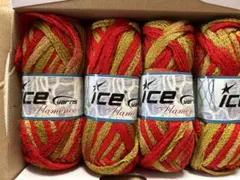 【最終値下　輸入ヤーンSALE】　Ice Yarns 赤金アクリル糸 4玉