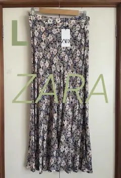 【新品タグ付き】ZARA フラワープリントスカート キュプラ100% Lサイズのサムネイル