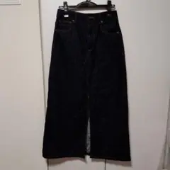 ＧＵデニムフロントスリットロングスカート　ネイビーМサイズ