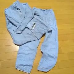 ダブルガーゼ水色 ドット柄 パジャマ　140〜150