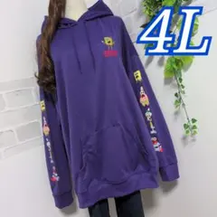 ＊新品＊スポンジボブプリント入袖*チュニック丈パーカー　大きいサイズ　レディース