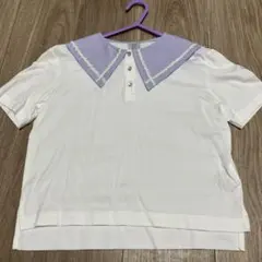 ANNA SUI MINI 120cm ホワイトラベンダー襟付きTシャツ