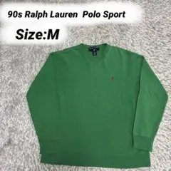 90s Polo sport グリーン ポロ刺繍 クルーネック トレーナー M