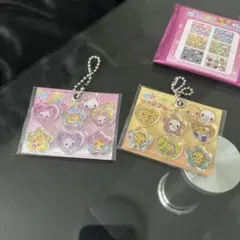 おはじきシールフレーク風キーホルダー フワフワらびちゃん なっとうちゃん