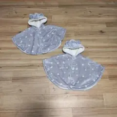 星と月の模様のベビーポンチョ 2枚セット