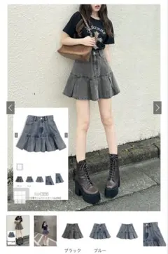 GRL プリーツ切替デニムミニスカート　cu552