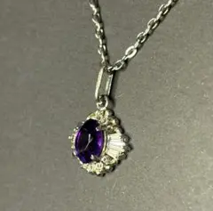 ✅ 【美品】天然石 アメジスト ネックレス SILVER刻印あり 華やかデザイン