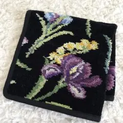 未使用　FEILER　フェイラー　アイリス花柄デザイン　タオルハンカチ　ブラック