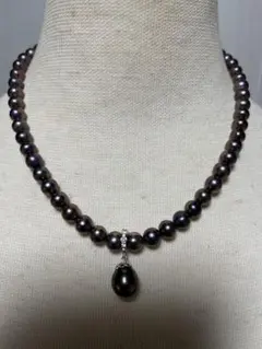 黒蝶真珠トップ&オーロラカラー★本真珠ネックレス