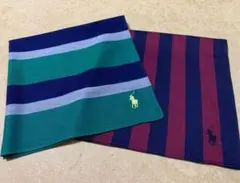 ポロラルフローレン　ストライプ　メンズハンカチ　2枚セット