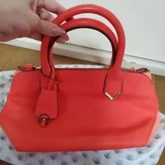 ダイアナ DIANA ハンドバッグ オレンジピンク バイカラー ショルダー付きのサムネイル