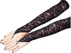 新品　送料無料パーティー　結婚式　式典　レースグローブ　黒