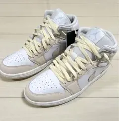 新品 NIKE Air Jordan1 Mid 27.5cm 白ベージュ