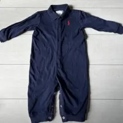 ラルフローレン　ネイビー ロンパース 長袖 ボタン留め