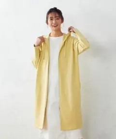 COMME CA ISM 裏毛　ロングパーカ　イエロー