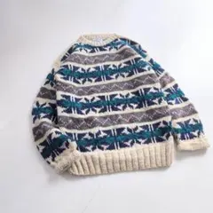 ヴィンテージ　OTAVALO エクアドル製　ハンドット　ニット　総柄 SA9