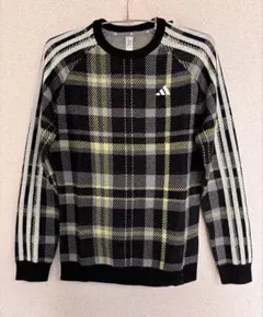 アディダス タータンチェック クルーセーターL ブラック HY0906