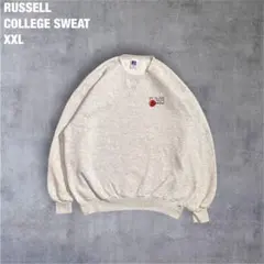 90s RUSSELL USA カレッジロゴ 前V グレー XXL 定番カラー