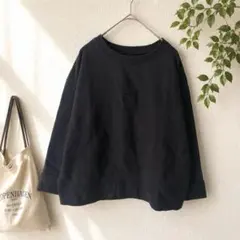 Lee＊リー【M】トレーナー 黒 綿100％ クルーネック ロゴ刺繍 カジュアル