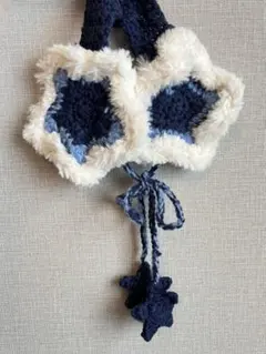 ハンドメイド　星　イヤーマフ　ブルーネイビーカラー