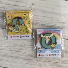 非売品　ポムポムプリン・シナモンロールとけんけつちゃん　O型ピンバッチのサムネイル